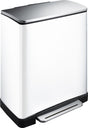 Eko - e-cube recycling pedaalemmer 28+18 liter - stainless steel plastic - wit, mat rvs - prullenbak