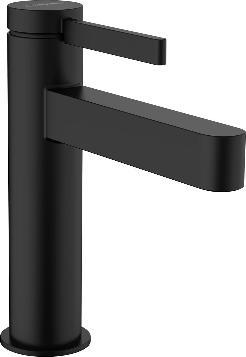 Hansgrohe finoris – Waschtisch-Mischbatterie – Einhebelbedienung – mit Ablaufgarnitur – 110 mm – mattschwarz