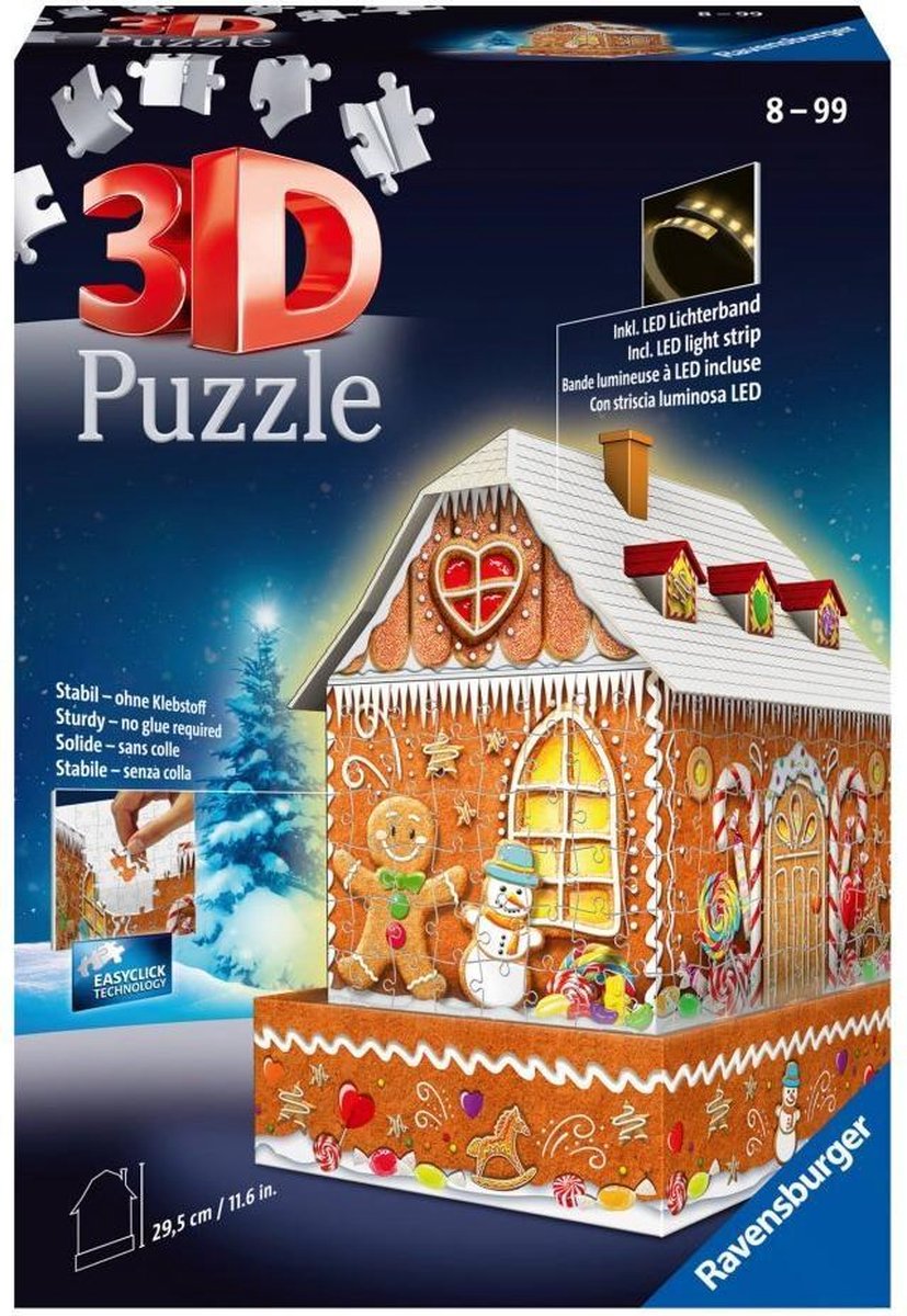 Ravensburger kerst gingerbread house night edition - 3d puzzel gebouw - 216 stukjes