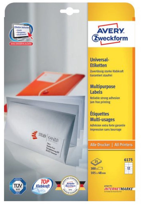 Avery 6175 - weiß - rechteck - 105 x 48 mm - a4 - papier - universal (6175)