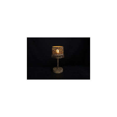 Countryfield tafellamp amira roest metaal 11x11x23,5cm led warmwit met timer 2xaa