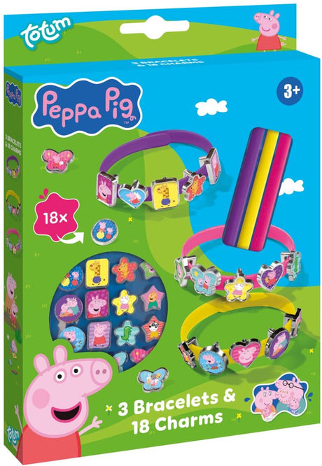 Bambolino Peppa Pig Armband-Set, bestehend aus 3 verschiebbaren Armbändern mit 18 Anhängern – Spielzeug für Junioren ab 3 Jahren, Kleinkinder, Kleinkinder