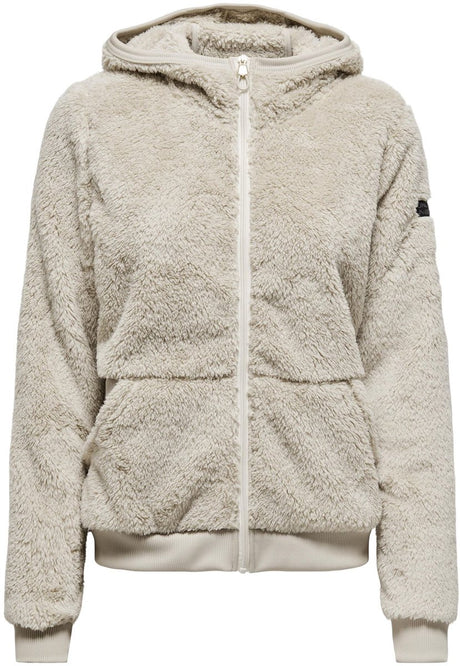 Only play fluffy hood fz ls jack dames 15189732-stone - kleur grijs - maat m