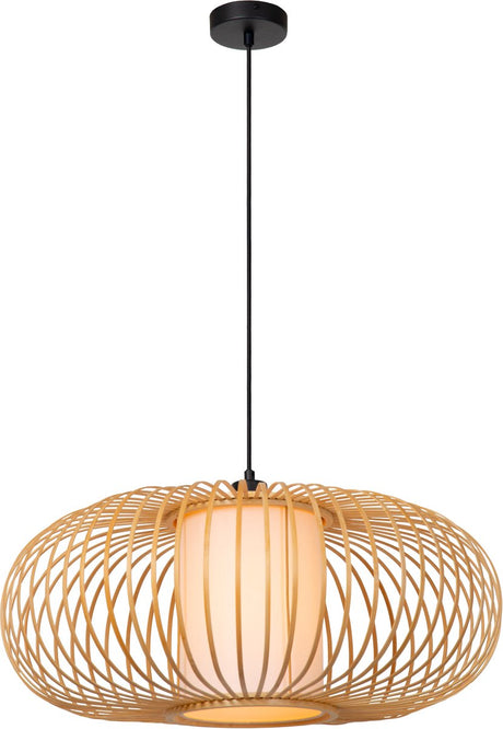 Lucide thuline - hanglamp - ø 60 cm - 1xe27 - lichte houtlook - essential - japandi