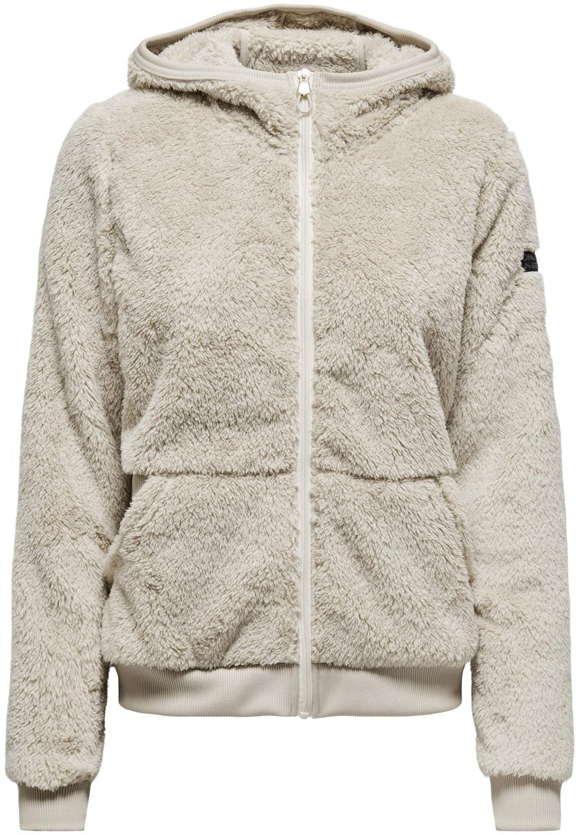 Only play fluffy hood fz ls jack dames 15189732-stone - kleur grijs - maat m