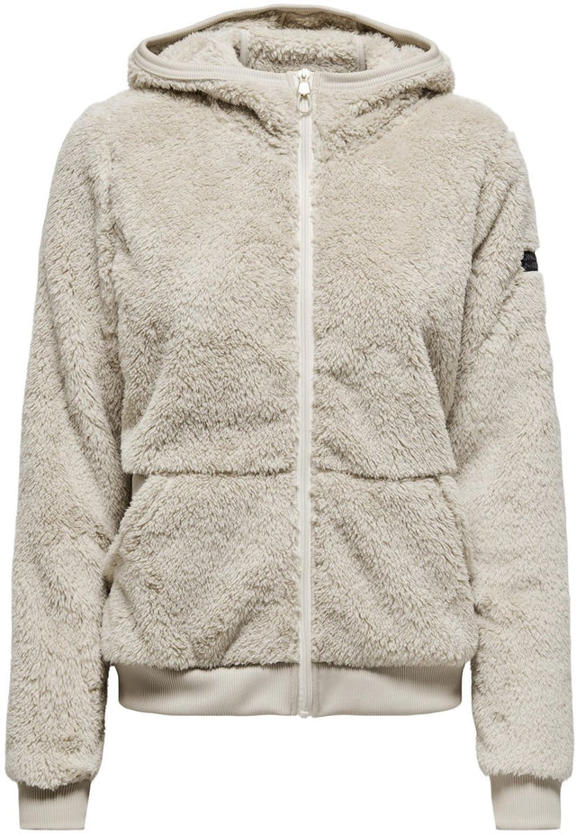 Only play fluffy hood fz ls jack dames 15189732-stone - kleur grijs - maat xs