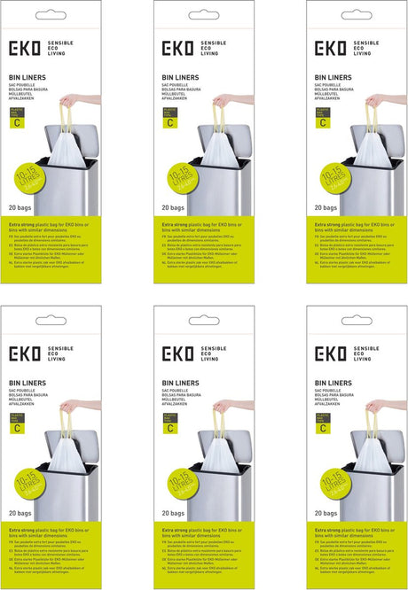 Eko - Abfallbeutel 10-15 ltr (c) (6x20 Stück) - - weiß - Abfallbeutel
