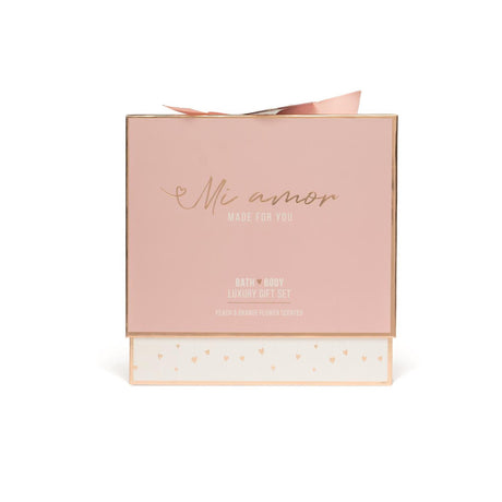 Source Balance Bade-Geschenkset „Mi Amore“-Körperlotion 120 ml, Badeduschgel 180 ml, Seifenstück 110 g und Badeschwamm