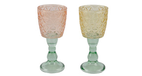 Theelichthouder glas 2col ass dia7.6cm x h.16cm