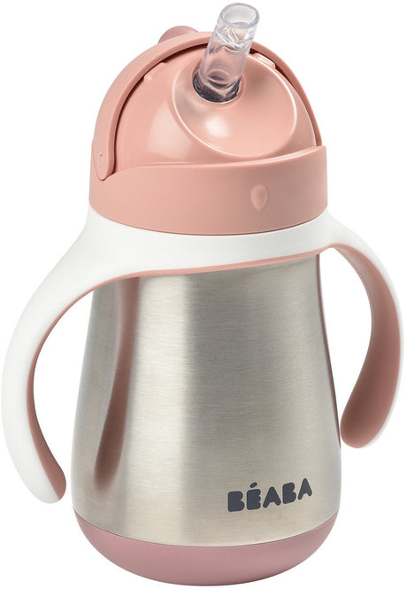 Béaba rietjesbeker - drinkfles - 250 ml - dubbele wand lekvrij - rvs - vanaf 1 jaar - roze