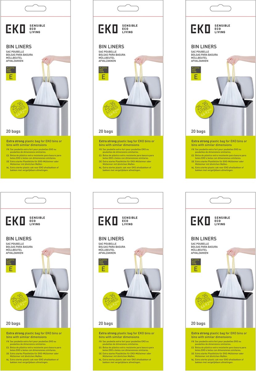Eko - Abfallbeutel 25-35 ltr (e) (6x12 Stück) - - weiß - Abfallbeutel