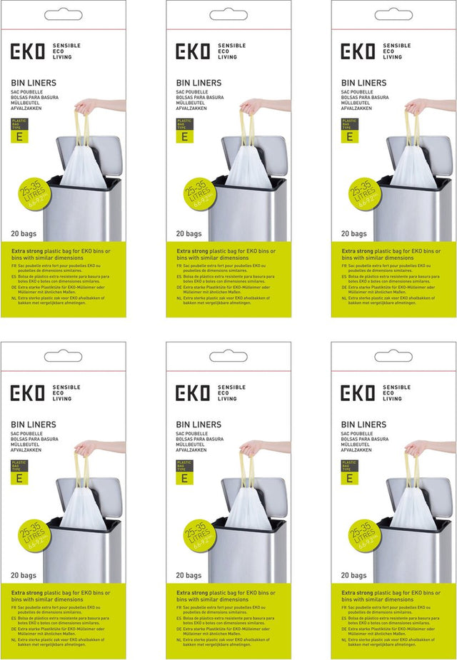 Eko - Abfallbeutel 25-35 ltr (e) (6x12 Stück) - - weiß - Abfallbeutel