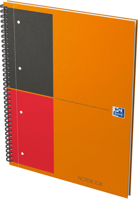 Internationales Oxford-Notizbuch, A4+, liniert, 4 Löcher, 80 Blatt, 80 g, stabiler Kartoneinband, Orange