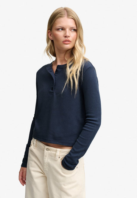 Superdry - athletic essential waffle top slanke pasvorm - dames - lange mouwen shirts