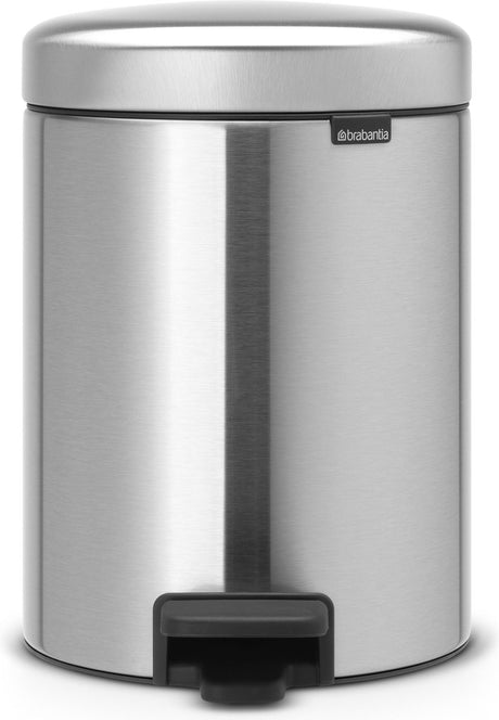 Brabantia Newicon Abfallbehälter – 5 Liter – Badezimmer – mattierter Stahl