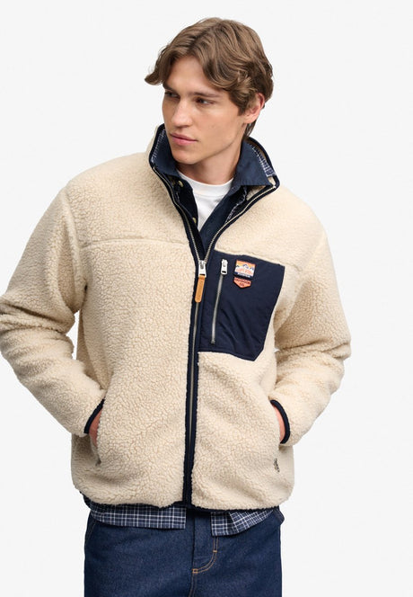 Superdry - vintage retro full zip fleece relaxed pasvorm - heren - hoodies