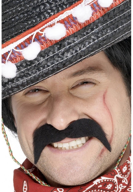Smiffys mexikanischer Cowboy-Schnurrbart zum Aufkleben – Dress Up – schwarz – künstliche Schnurrbärte – Schnurrbärte zum Aufkleben – selbstklebend
