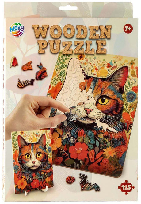 Moxy Holzpuzzle Katze mit einzigartigen Formen, 130 Teile