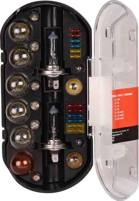 Carpoint Glühbirnen-Set H1 H7 – 30-teilig – inklusive Sicherungen – kompakte Aufbewahrungsbox – einfache Installation