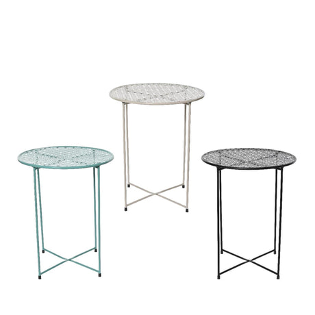 Decoris Beistelltisch aus Eisen für den Innenbereich, ø40 cm x H. 48 cm – Schwarz, Beige oder Blau