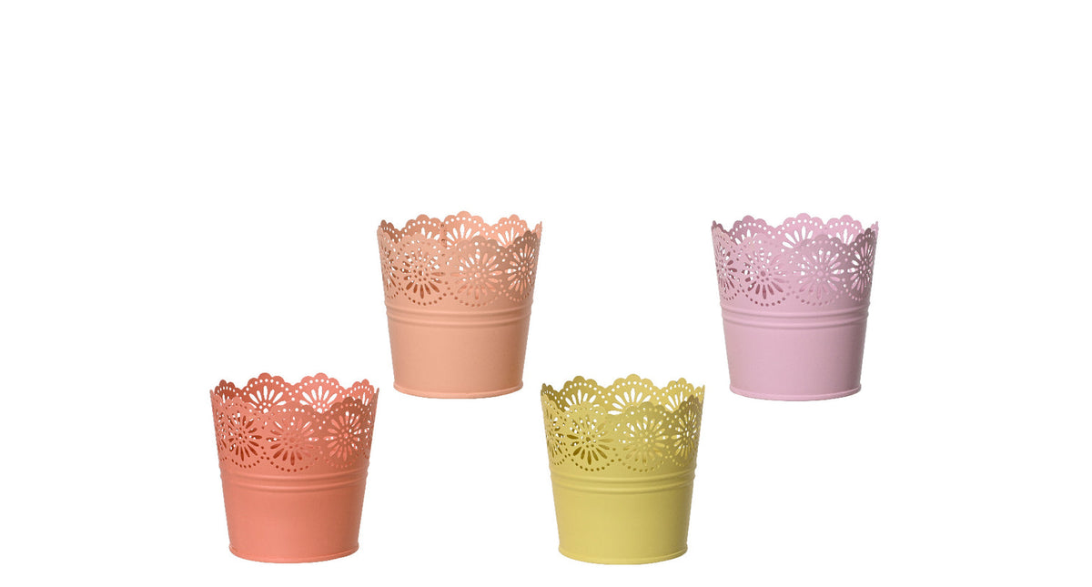 Planter zink 4col ass binnen en buiten assortie dia11cm x h.10.6cm