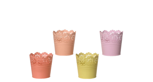 Planter zink 4col ass binnen en buiten assortie dia11cm x h.10.6cm