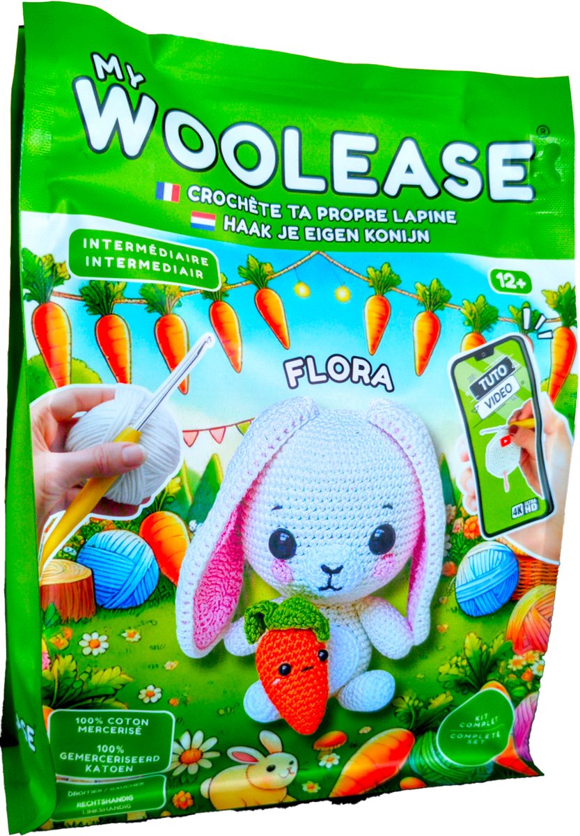 Geronimo games my woolease - haakpakket - crochet kit - flora the rabbit - diy - vanaf 12 jaar oud -