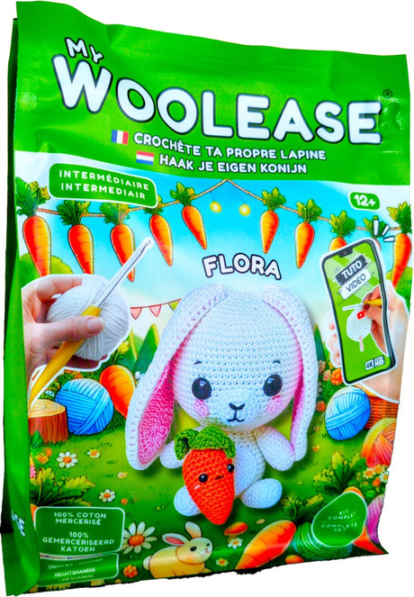 Geronimo games my woolease - haakpakket - crochet kit - flora the rabbit - diy - vanaf 12 jaar oud -
