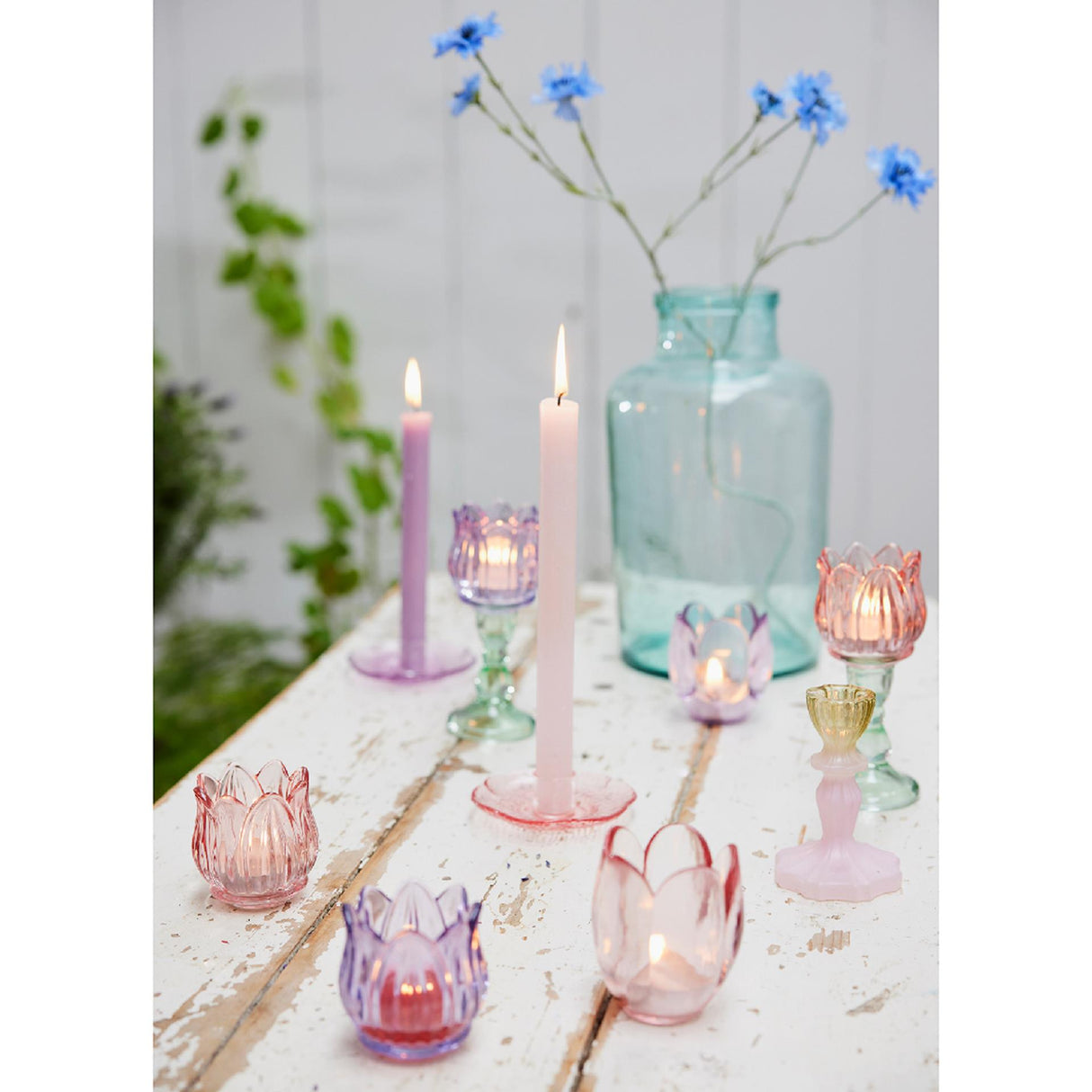 Decoris Teelichthalter Glas Tulpe H7,3cm