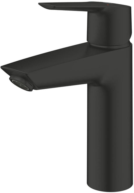 Grohe Start Waschtischarmatur – wassersparend – mittlerer Auslauf – mit Push-Open-Ablaufgarnitur – mattschwarz
