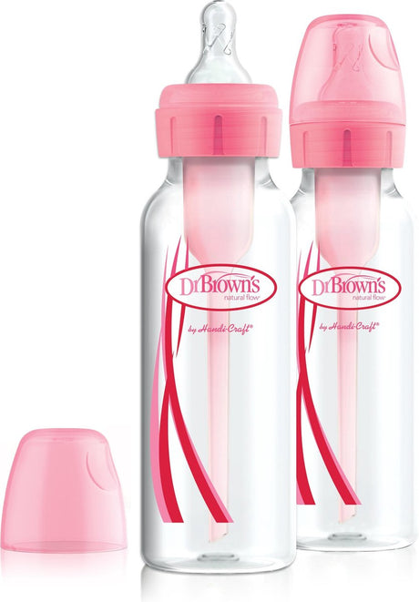 Dr. Brown's Options+ Anti-Kolik-Babyflasche – Enghalsflasche – 250 ml – Rosa – 2 Stück