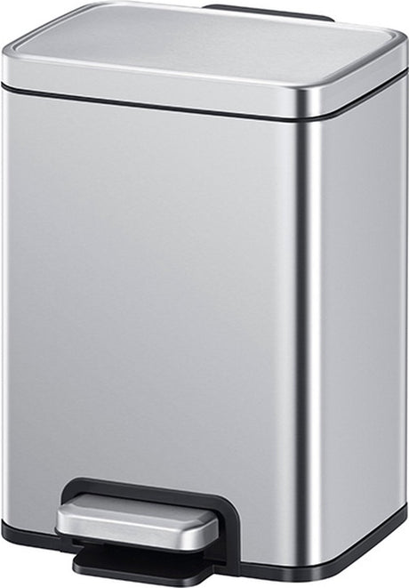 Eko - Madison Treteimer 6 Liter - Edelstahl Kunststoff - Nebelmatter Edelstahl - Abfalleimer