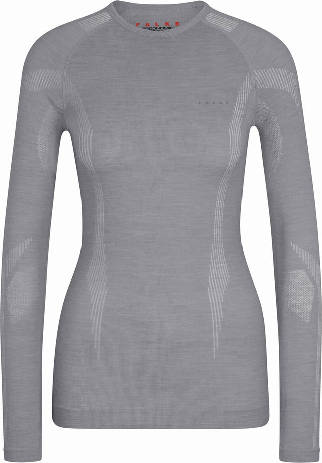 Falke Wool-Tech Longsleeve schnelltrocknendes Woll-Funktions-Langarmshirt Damen Grau - Größe M