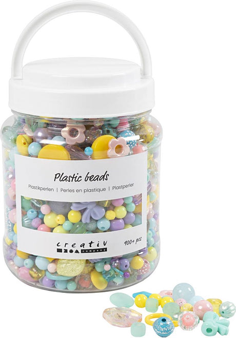 Kreativfirma Plastikperlen verschiedene Farben, 700 ml