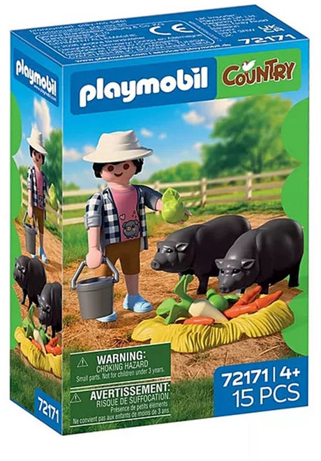 Playmobil country boerderij speelgoed boer met hangbuikzwijn 72171.