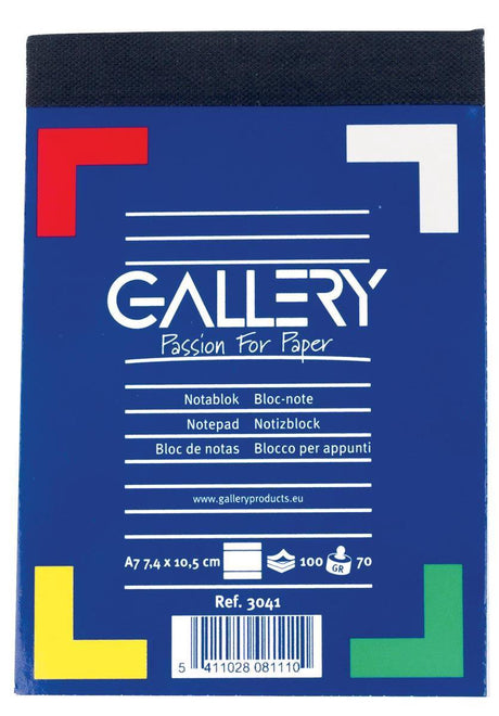 Galerie-Notizblock, Größe 74 x 105 cm (A7), linierter Block mit 100 Blatt, 1 Stück