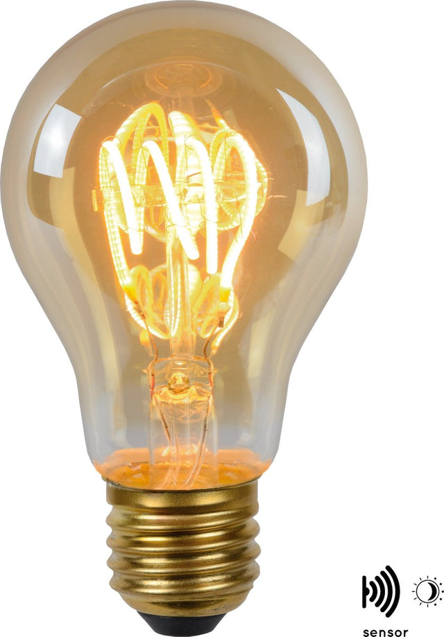 Dämmerungssensor Lucide A60 – Glühlampe – ø 6 cm – LED – E27 – 1 x 4 W 2200 K – Tag-Nacht-Sensor – Bernstein