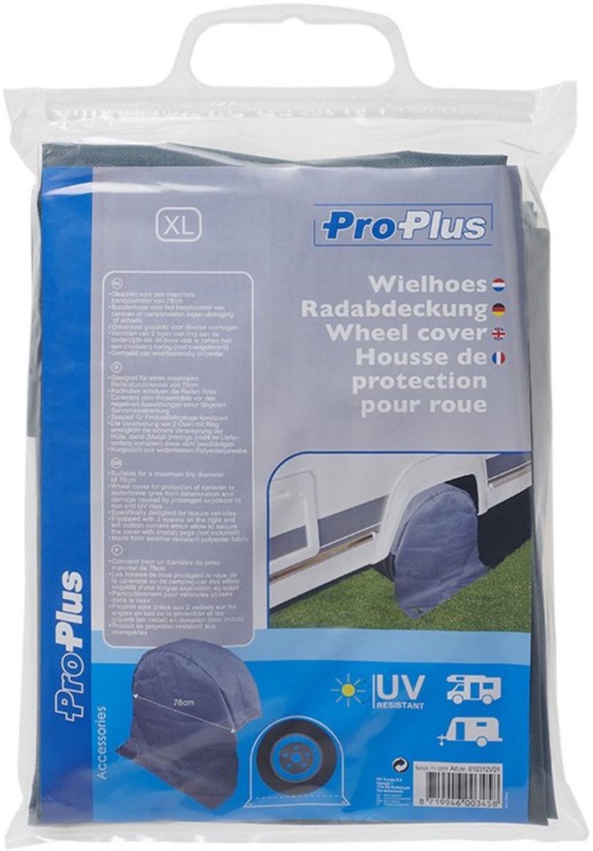 Proplus wielhoes xl - bandenhoes camper caravan - weerbestendig - uv-gestabiliseerd - grijs
