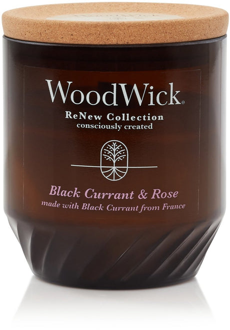 Woodwick Renew Medium Duftkerze – schwarze Johannisbeerrose – 55 Brennstunden