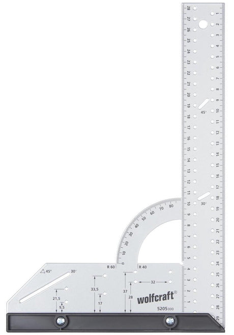 Wolfcraft – Zimmermannswinkel – Metall – 300 mm – Blockquadrat – Schreibwinkel – 5205000
