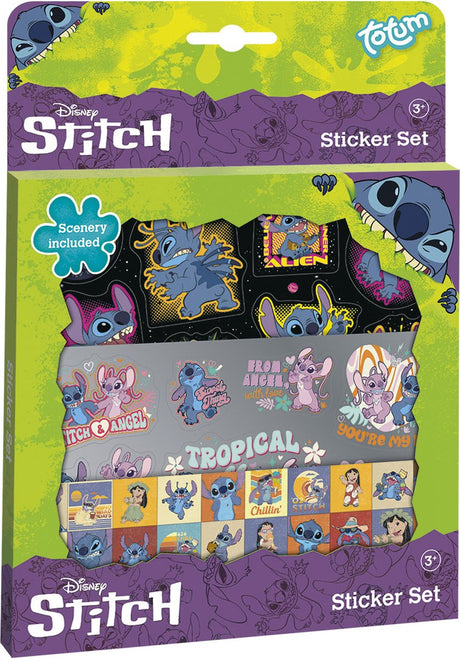 Totum Disney Stichaufkleber-Set – 3 Aufkleberbögen – mit Spielhintergrund – Spielzeug für Kinder – Basteln – für Mädchen und Jungen – auch für Kleinkinder – ab 3 Jahren –