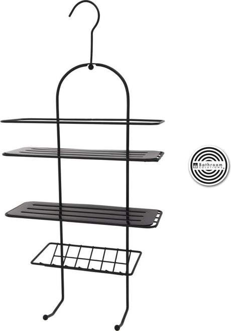 Merkloos sans marque zwart badkamerrekje doucherekje 55 cm - badkameraccessoires - shampoo zeep rekje houder