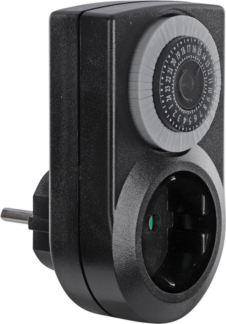 Q-link tijdschakelaar - zwart - mechanisch - dagprogramma vaste ruiters - 16a