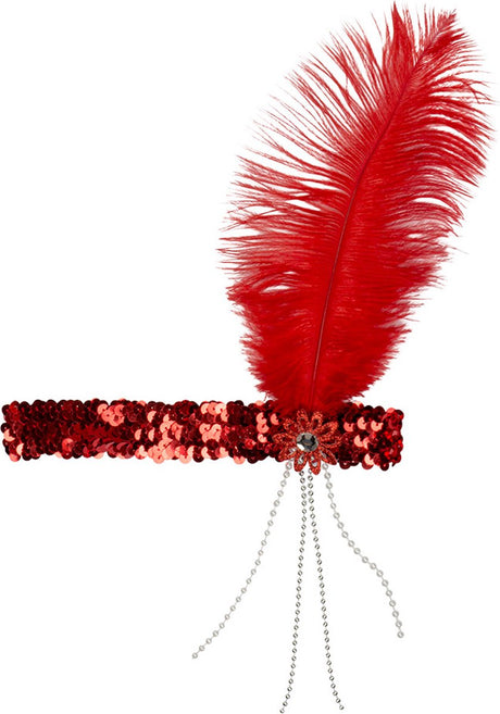 Boland - hoofdband flapper rood rood - één maat - volwassenen - vrouwen - 20's - roaring twenties