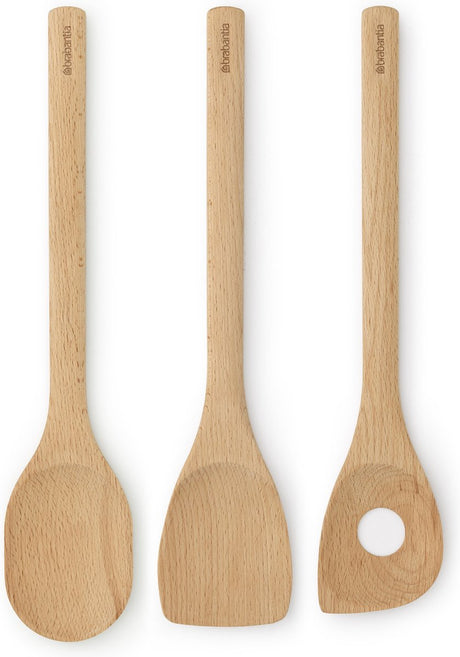 Brabantia Profil-Küchengeschirr-Set – 3-teilig – Buchenholz