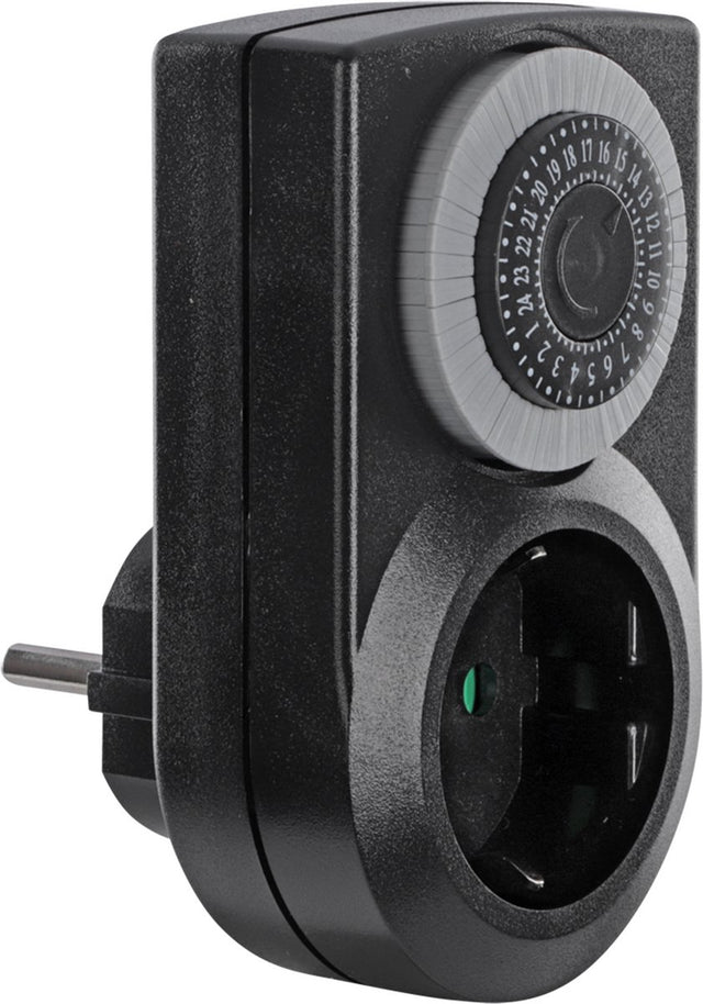 Q-link tijdschakelaar - zwart - mechanisch - dagprogramma vaste ruiters - 16a