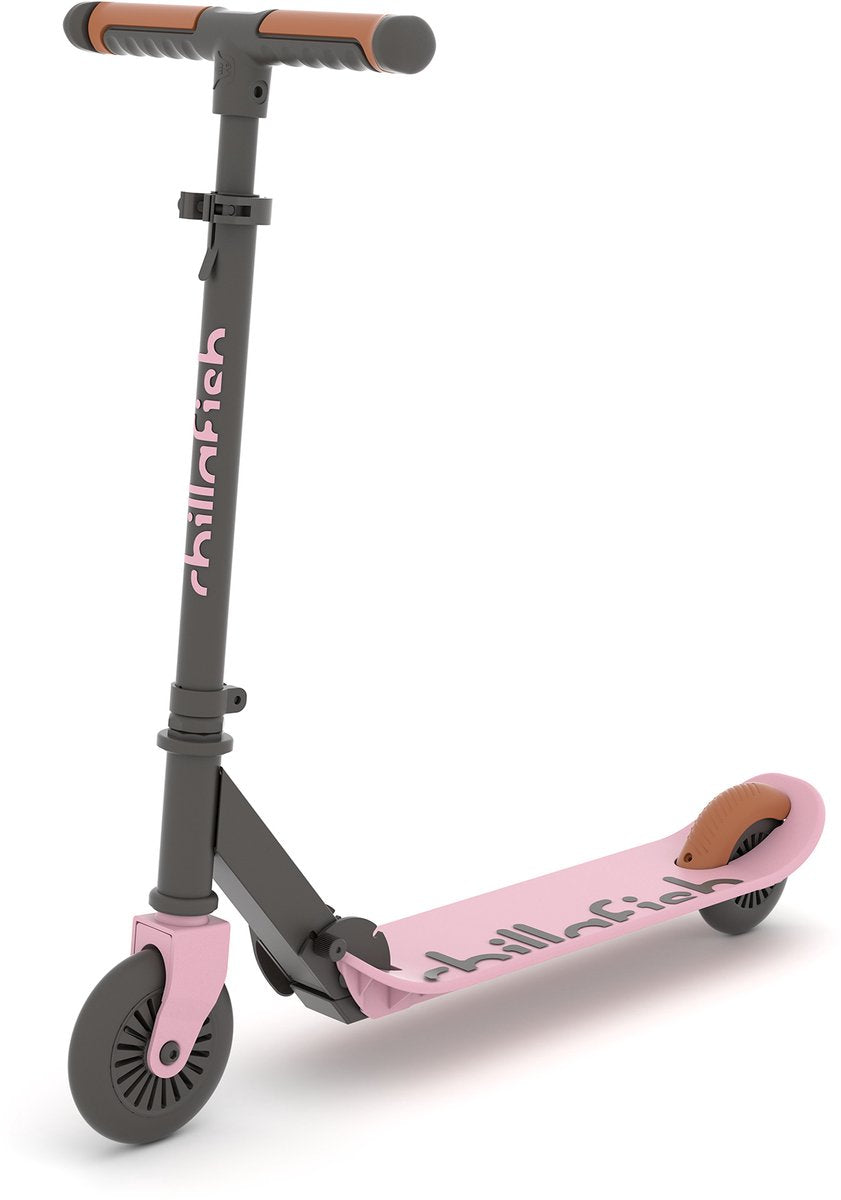 Chillafish Kinderroller Junge und Mädchen ab 5 Jahren mit Fußbremse – hellrosa – Roller mit verstellbarem Lenker – faltbar und leicht mit ABEC-5-Rädern – Modell Flexxi