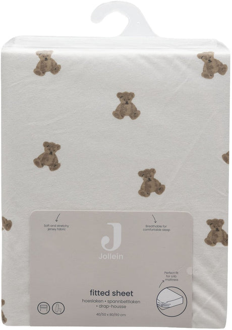 Jollein hoeslaken wieg - 40 50x80 90cm - jersey - mini teddy bear
