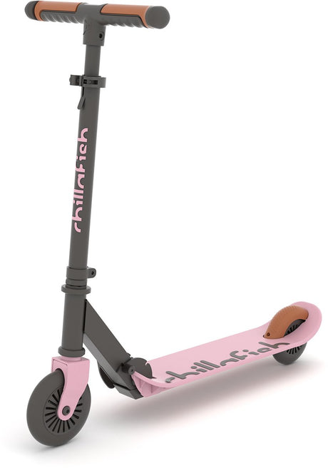 Chillafish Kinderroller Junge und Mädchen ab 5 Jahren mit Fußbremse – hellrosa – Roller mit verstellbarem Lenker – faltbar und leicht mit ABEC-5-Rädern – Modell Flexxi