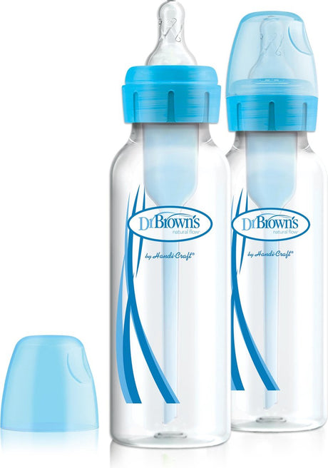 Dr. Brown's Options+ Anti-Kolik-Babyflasche – Enghalsflasche – 250 ml – Blau – 2 Stück